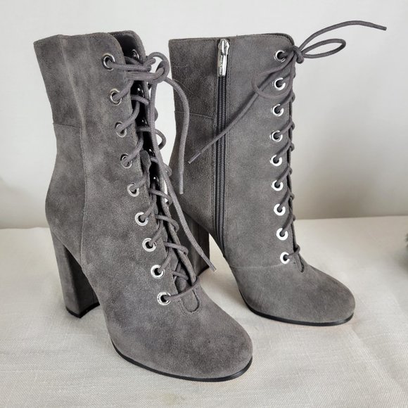VINCE CAMUTO Gray Teisha Lace-up Tall Boots - 7.5 - Picture 2 of 8